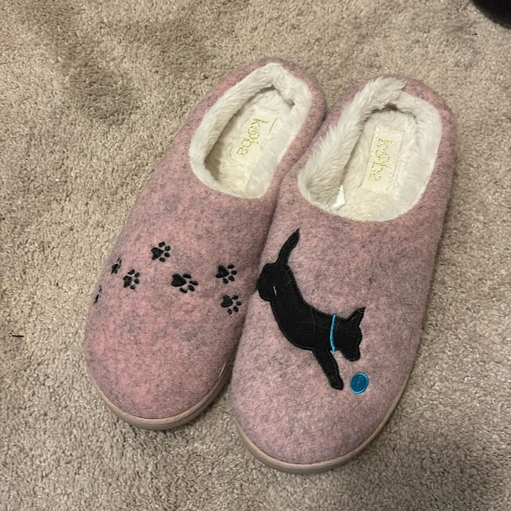 Pink and Black Dog Slippers